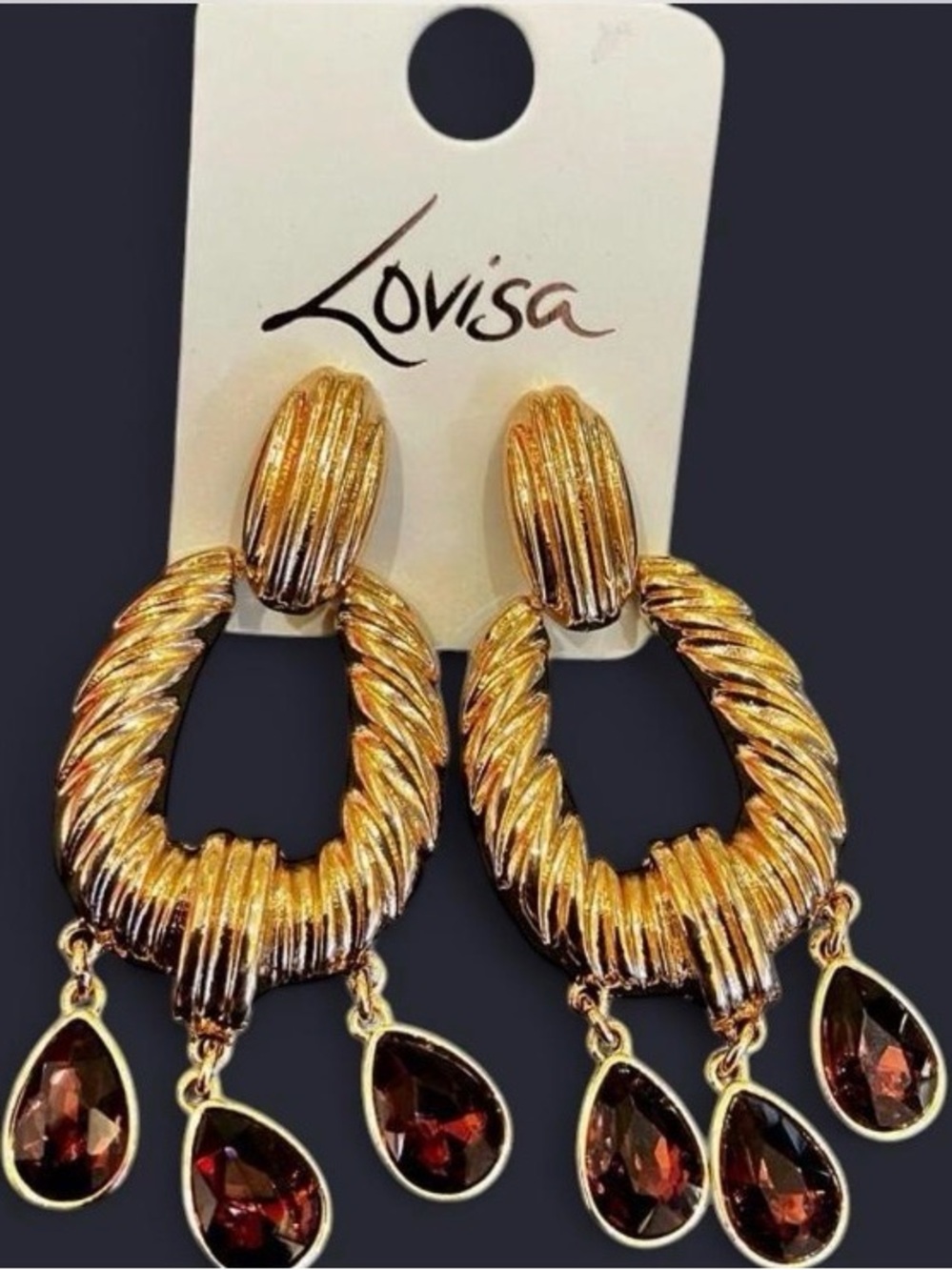 Gold and Deep Smokey Topaz Color Teardrop Dangle Earrings They are all you need!